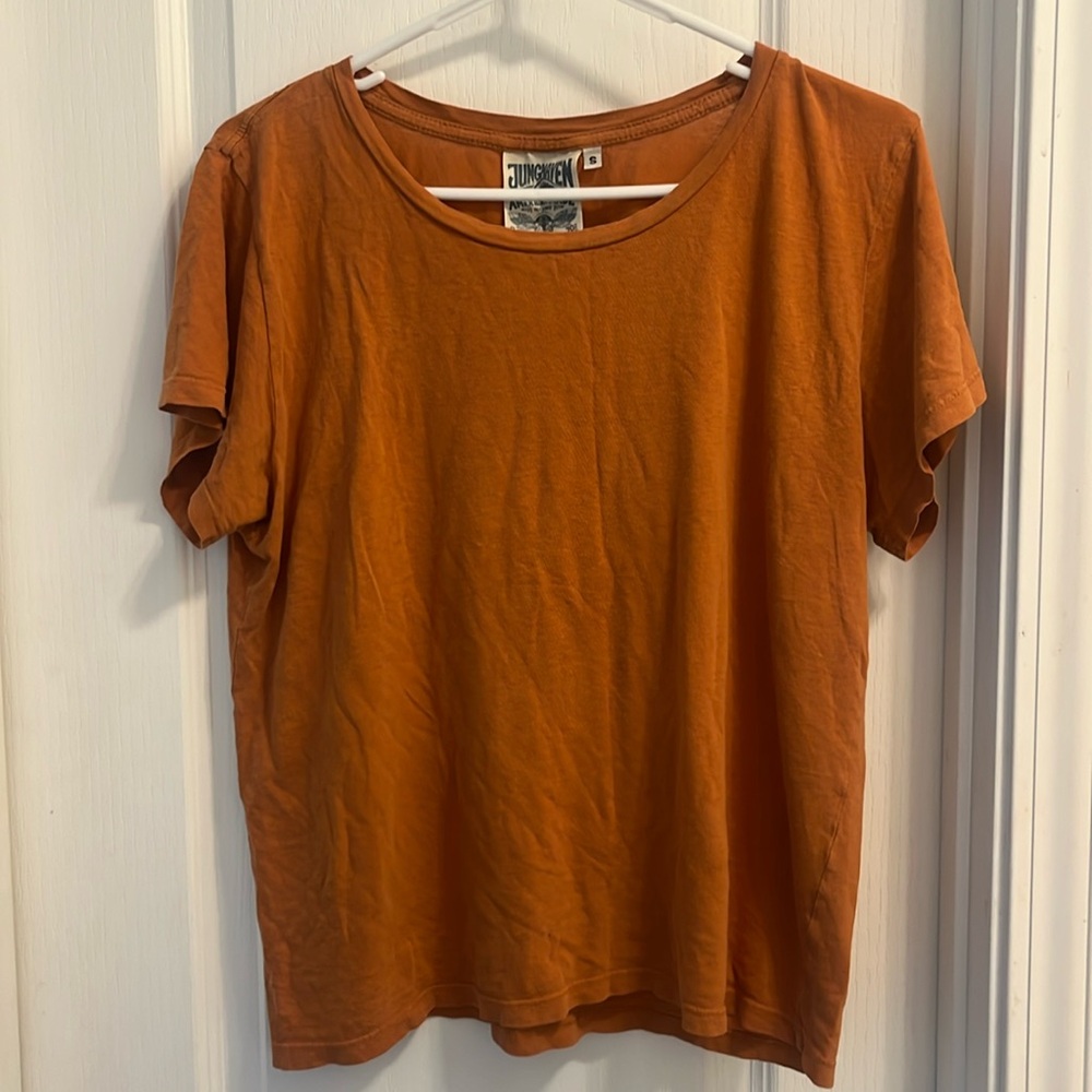 Jungmaven Womens Shirt Small rust orange Tee Hemp Cotton Organic